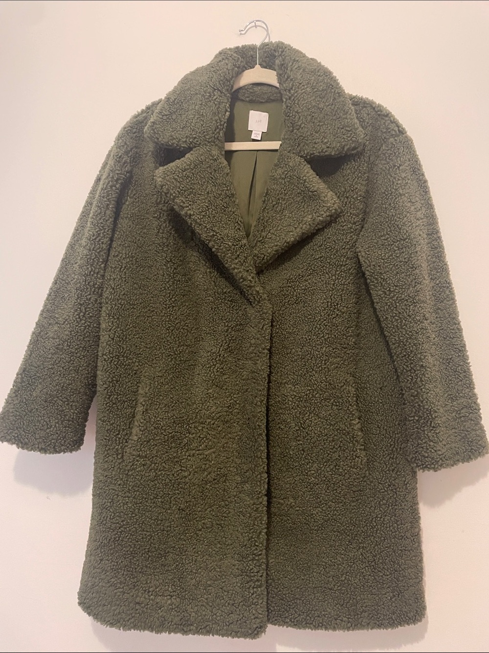 J. Jill Olive Teddy Coat with Lapel Collar